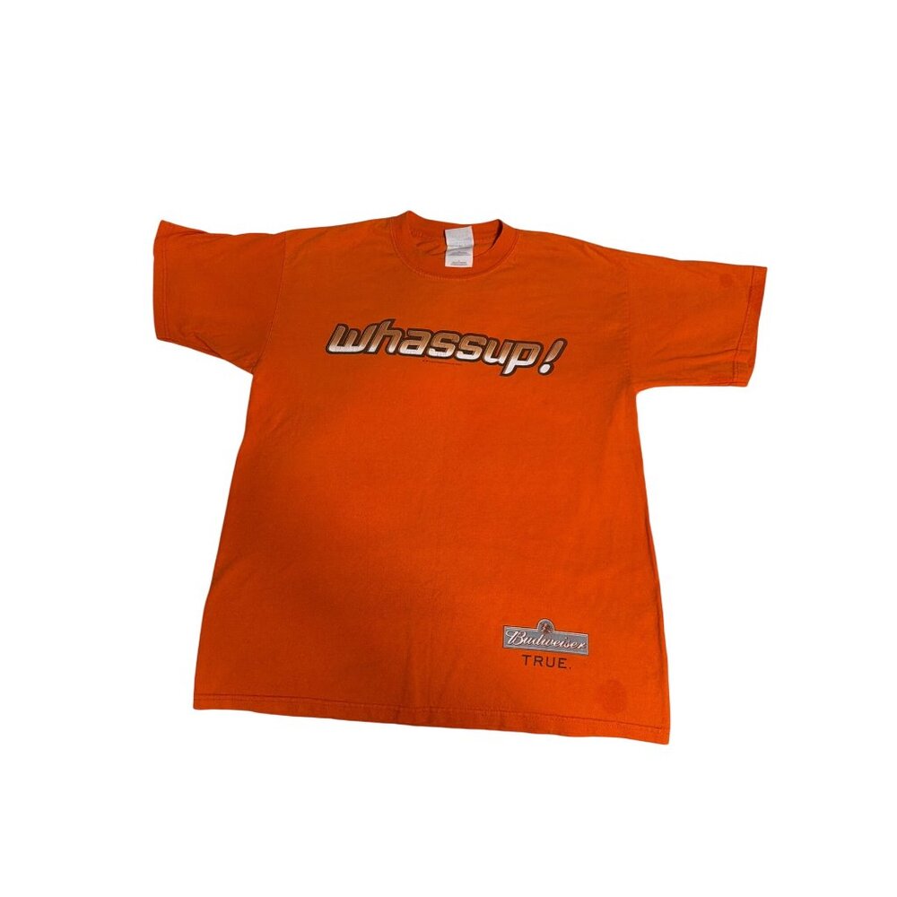 Vintage‎ Budweiser "Whassup!" Orange Graphic Tee Gildan Ultra Cotton L